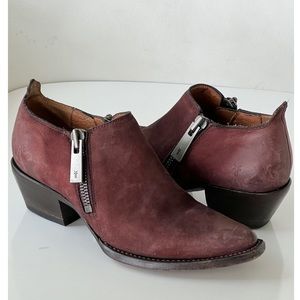 FRYE Women's Sacha Moto Shootie Western Burnt Red Ankle Boots Size 5.5 B